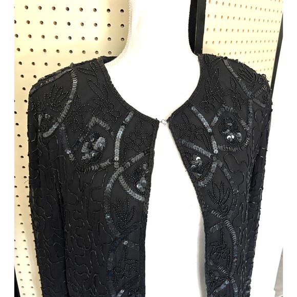 Vintage JMD Beaded Silk Jacket Black Glam Avant Garde Women’s L - Picture 7 of 8
